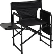 Aluminium Directors Chair with Side Table Pockets Black