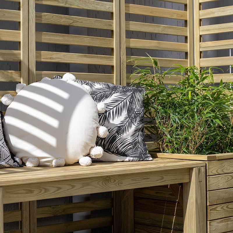 Modular Wooden Garden Bench Seating Set w/Trellis Planter