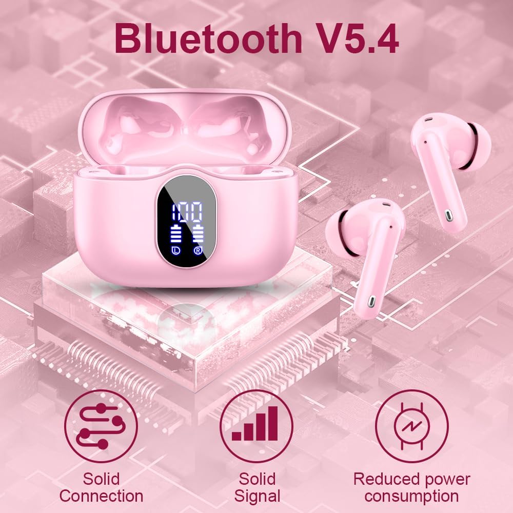 Mini Bluetooth 5.4 Wireless Earbuds ENC Mic Deep Bass 36H LED