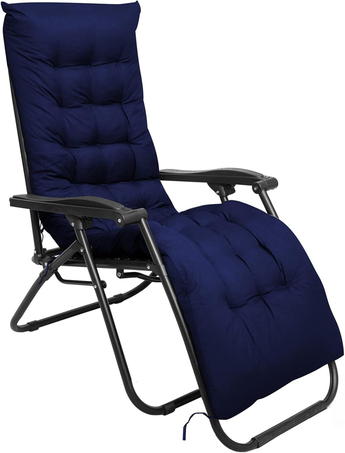 Set of 2 Zero Gravity Reclining Chairs Blue Cushions