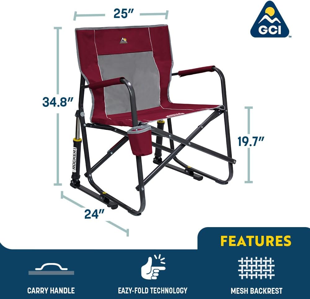 Portable Freestyle Rocking Chair with Cup Holder Grey