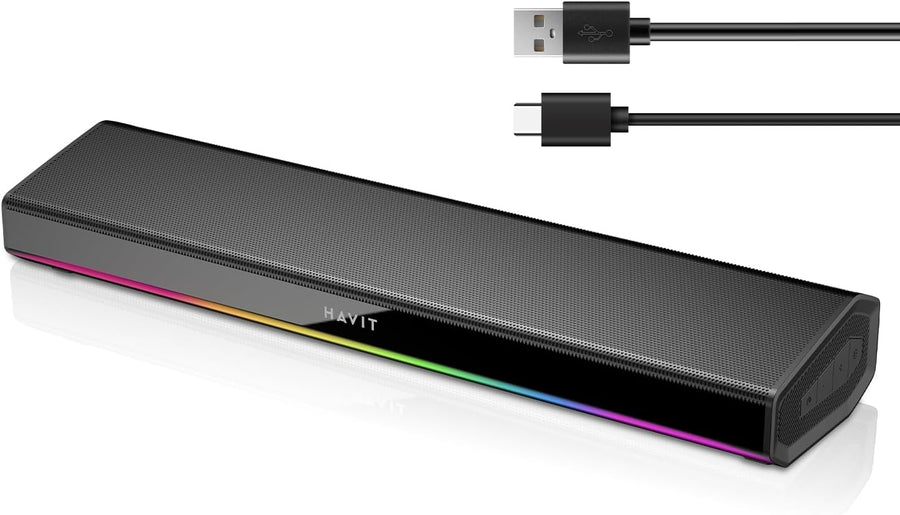 20W Bluetooth PC Soundbar RGB USB Desktop Speaker 3D Stereo