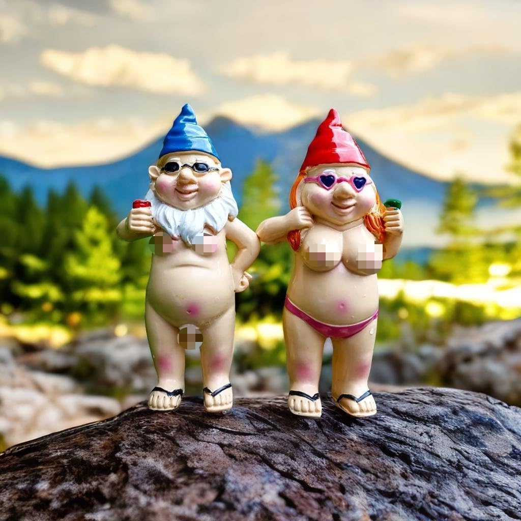 2Pcs Funny Naughty Garden Gnomes Resin Outdoor Lawn Decor Set