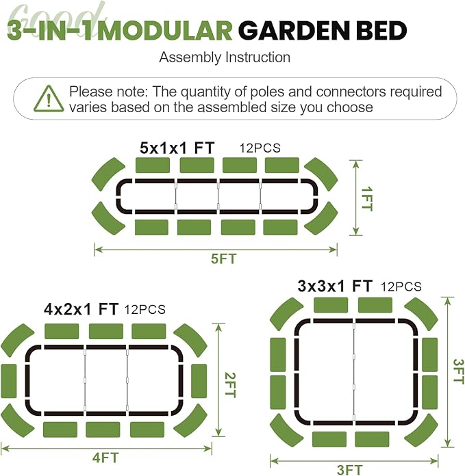Adjustable Metal Raised Garden Bed Kit Green 3 In 1
