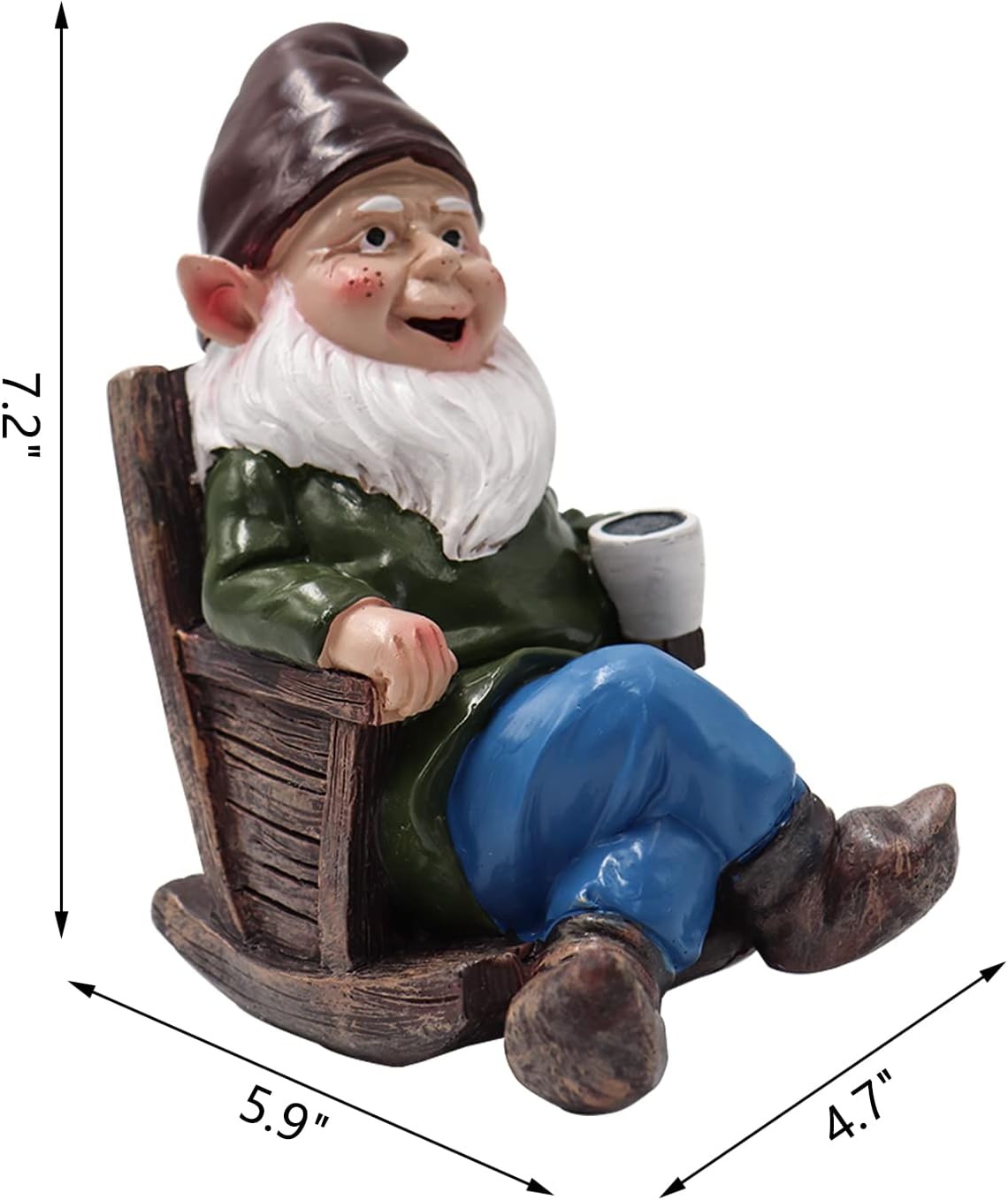 Garden Gnome Statue Drinking Coffee Resin Outdoor Decor Figurine