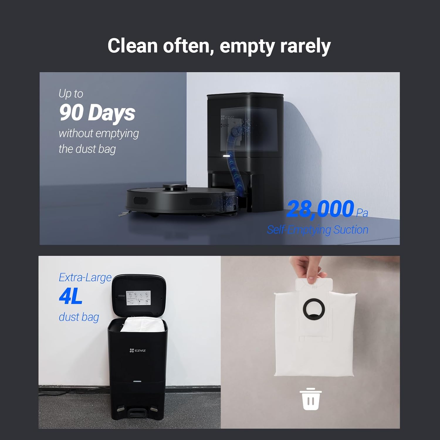 Robot Vacuum Cleaner 4000Pa Self Empty Station Smart LiDAR App Control