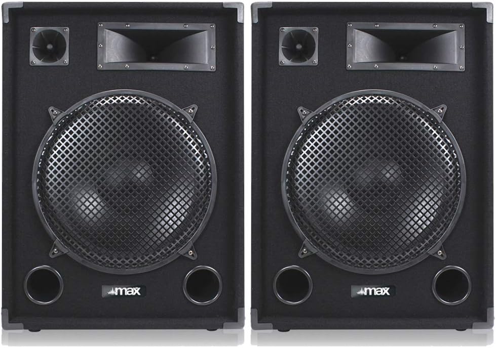15" Passive DJ PA Speakers Pair 2000W 3-Way System Deep Bass Pro Audio