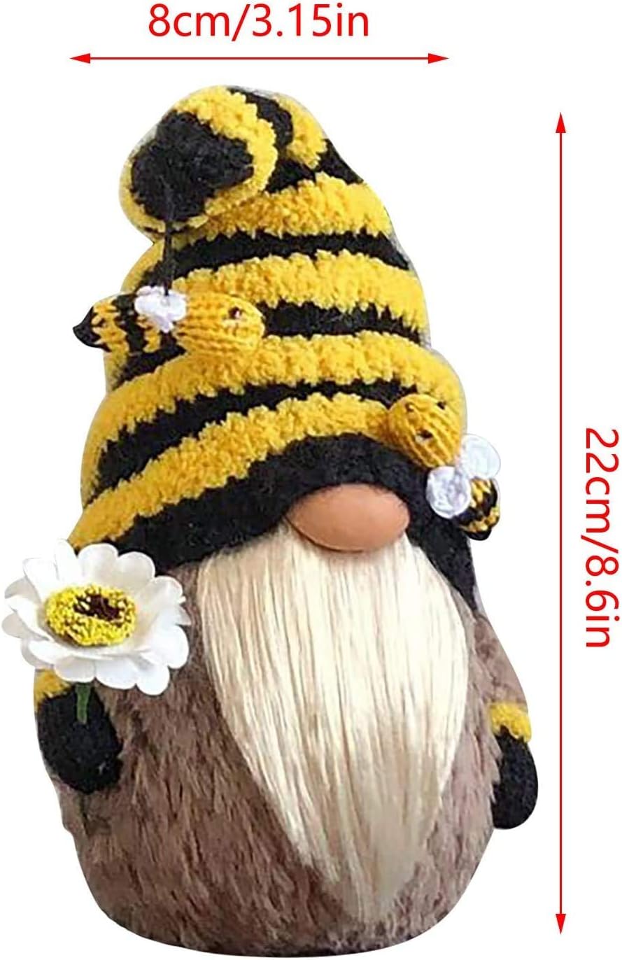 Bee Gnome Plush Sunflower Decor Spring Farmhouse Table Ornament