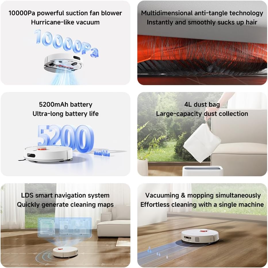 Robot Vacuum Self Empty 10000Pa LiDAR Mapping WiFi Smart Clean