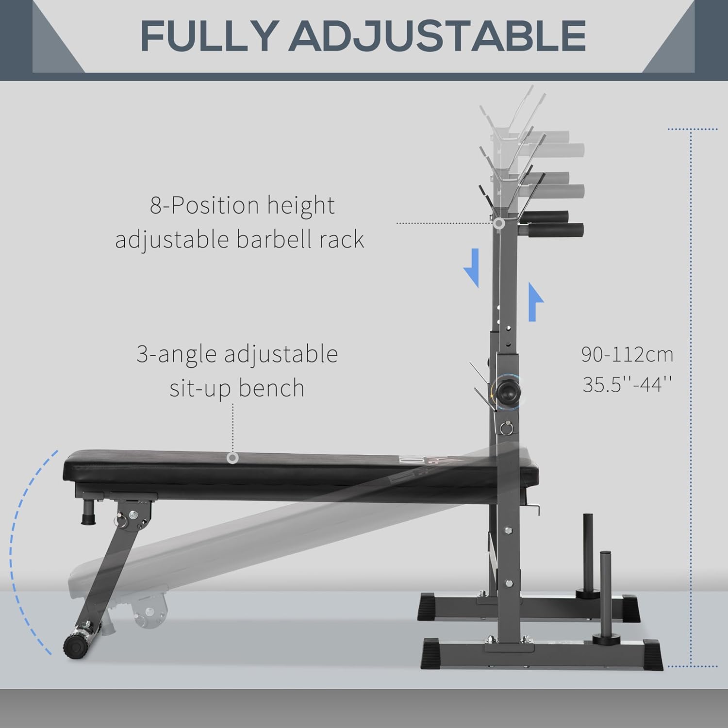 Adjustable Weight Bench Press Rack Dip Station Foldable Home Gym