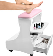Pedicure Foot Rest with Wheels Storage Trolley PU Leather Stool