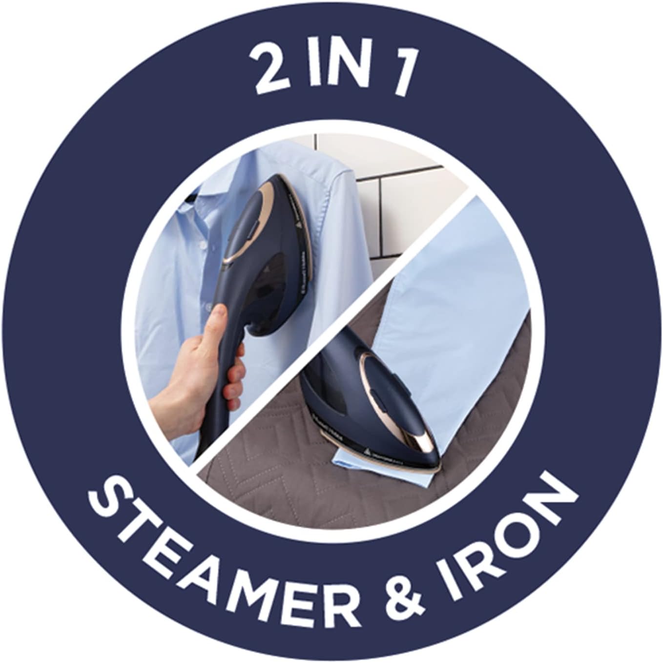2 in 1 Handheld Clothes Steamer Iron Fast Heat Ceramic Soleplate