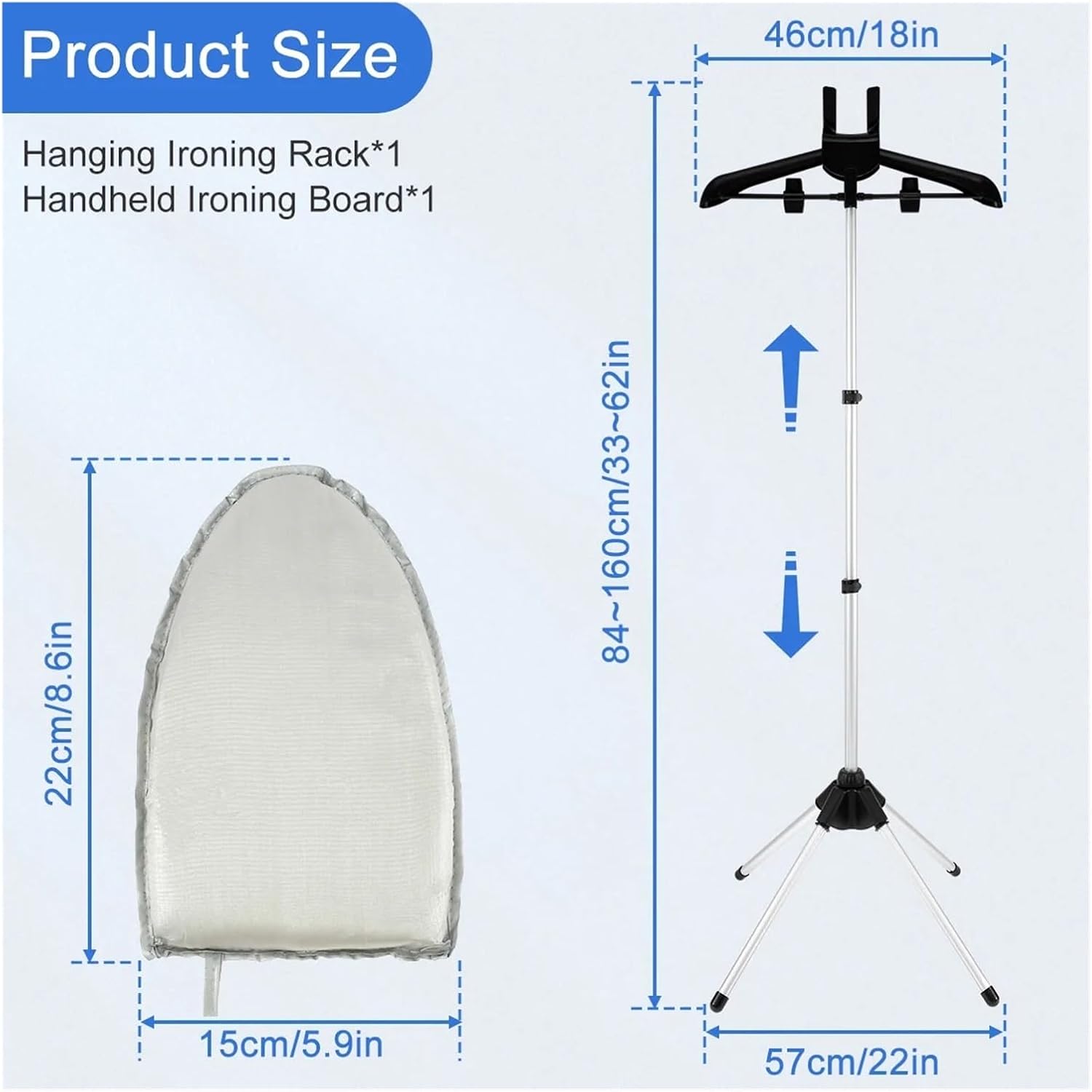 Clothes Steamer Stand Foldable Rack with Ironing Board Adjustable