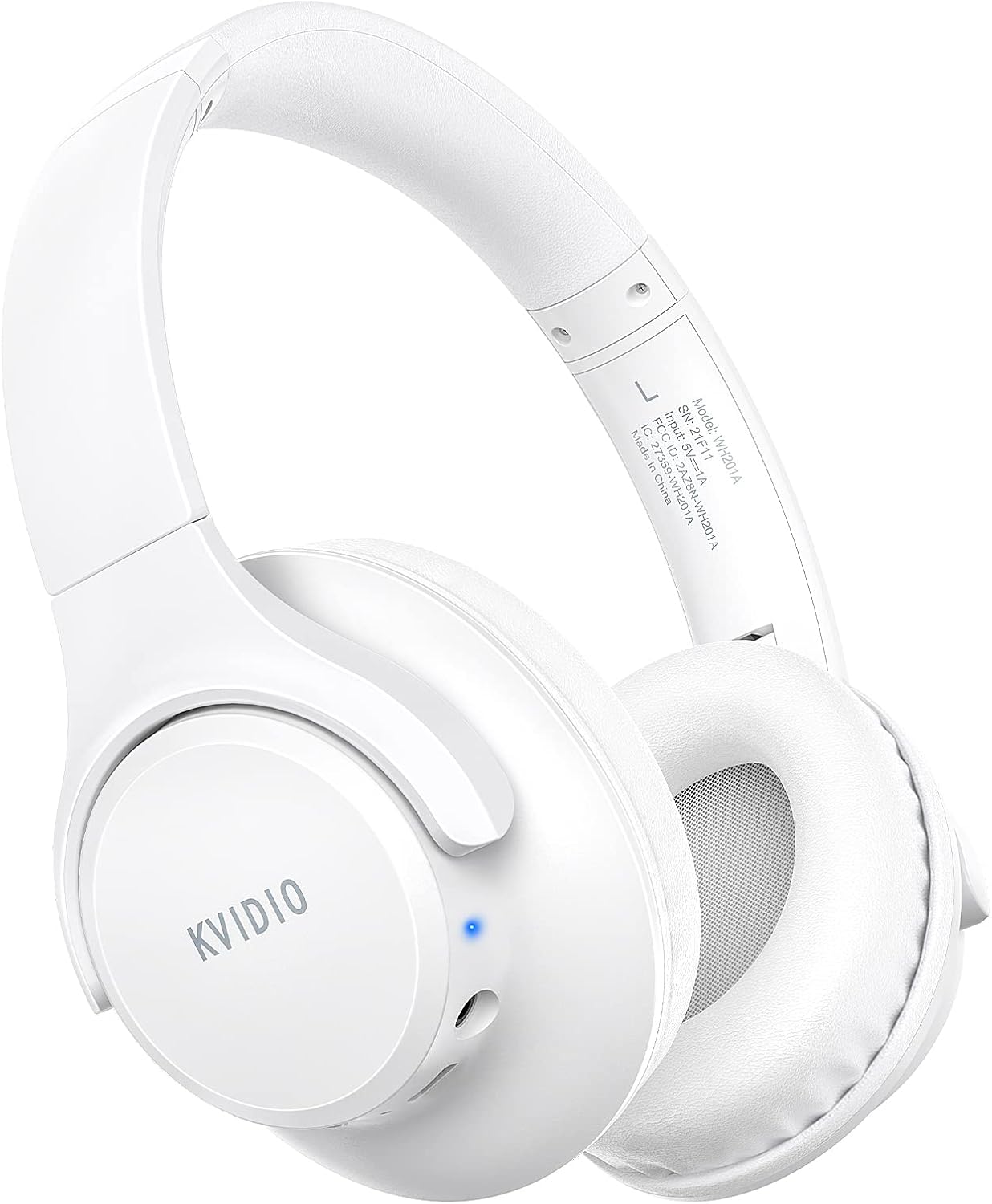 White Bluetooth Over Ear Headphones 65H Playtime Foldable Deep Bass