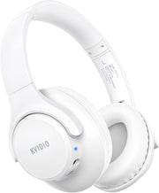 White Bluetooth Over Ear Headphones 65H Playtime Foldable Deep Bass