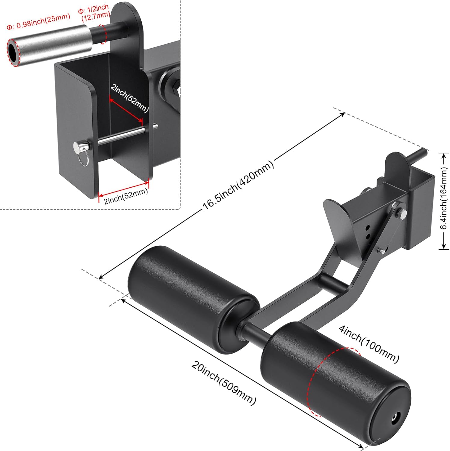 Nordic Hamstring Curl Rack Attachment Adjustable Leg Hold Down