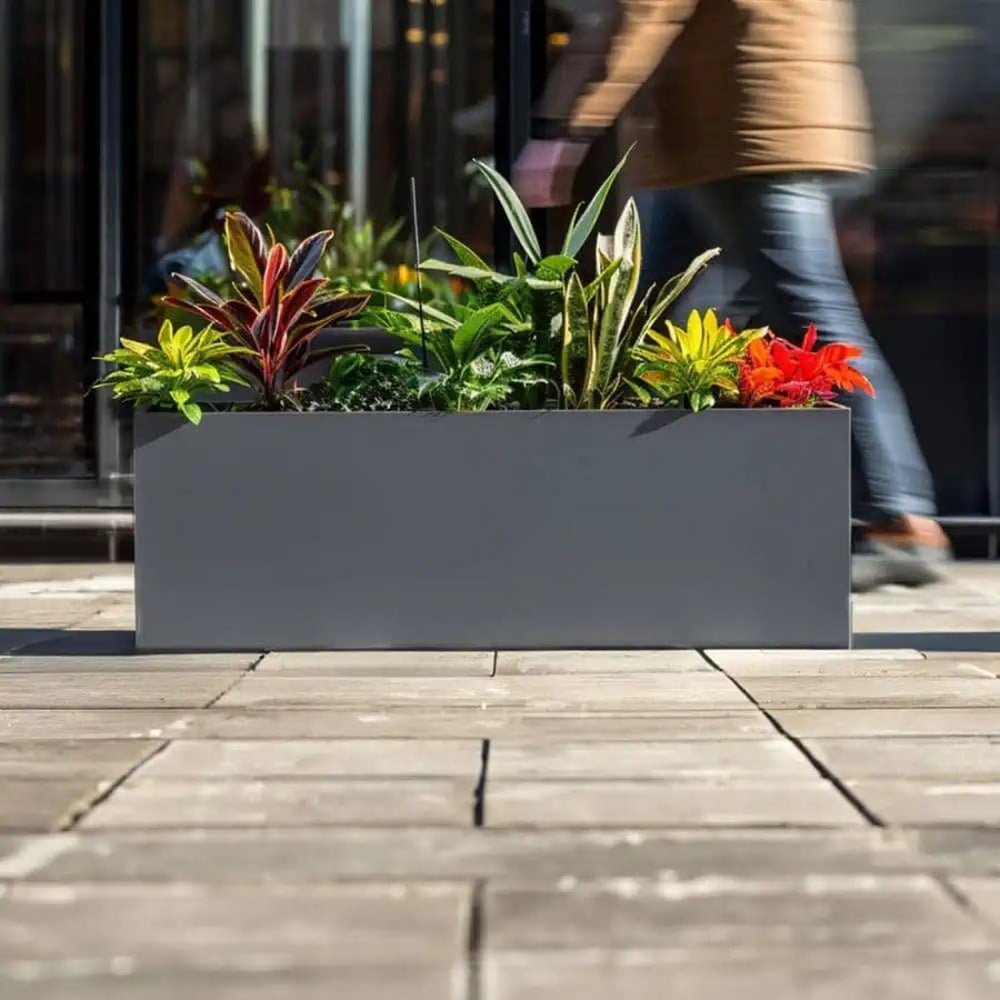 Zinc Galvanised Trough Planter 75cm Matte Grey