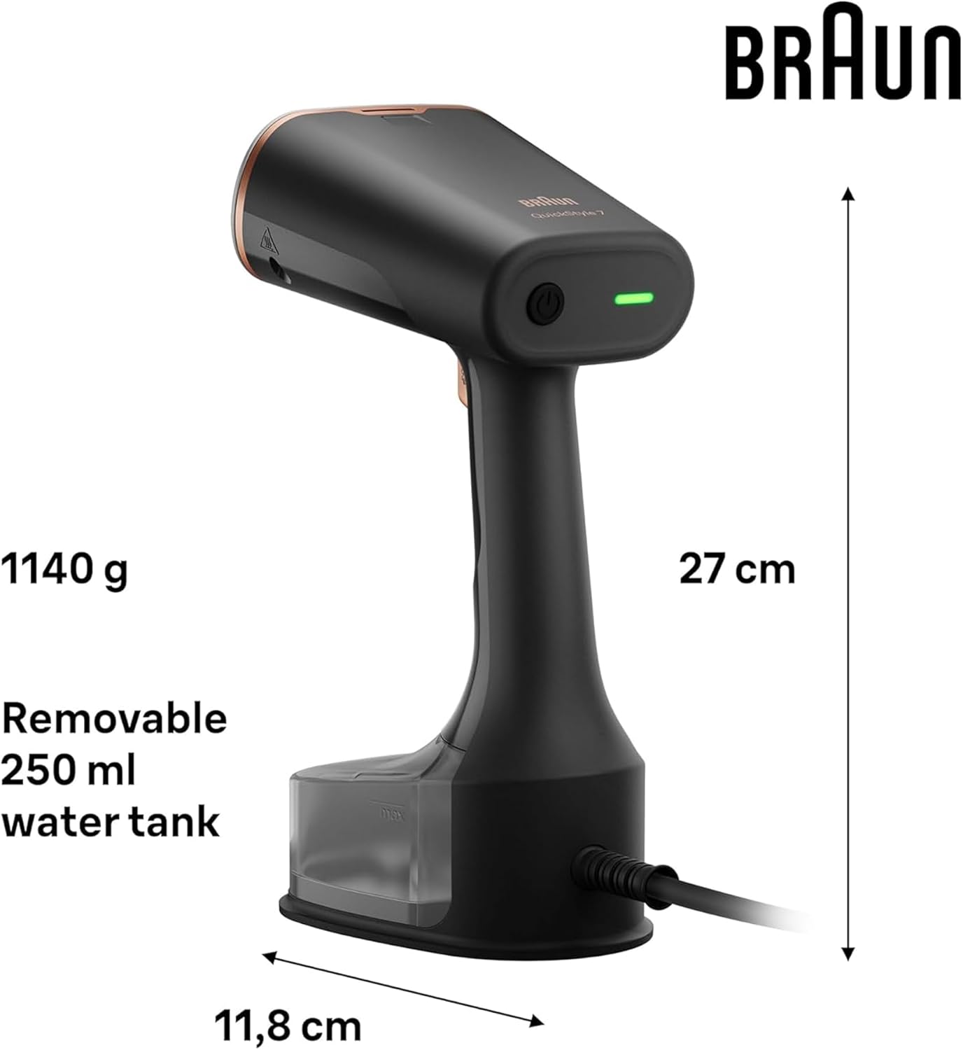 1600W Garment Steamer 35g/min Fast Heat 250ml Vertical Iron