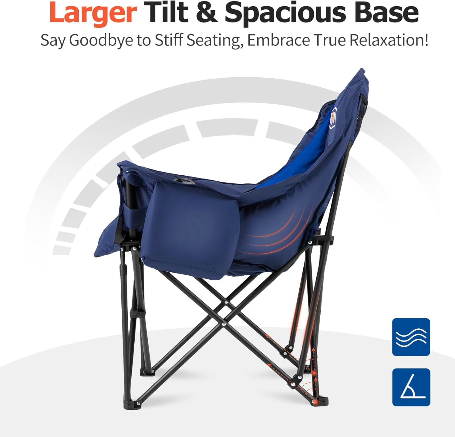 Oversized XL Camping Chair 450lb Padded Folding Blue