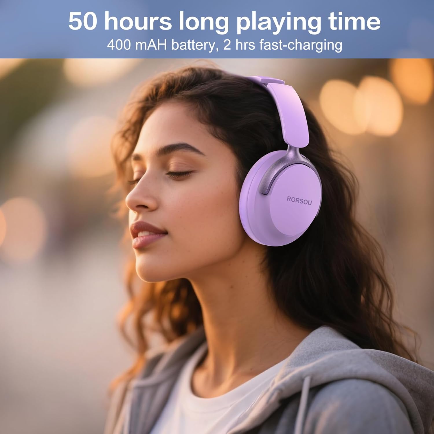 Wireless Bluetooth Over Ear Headphones 50H Playtime Deep Bass Foldable