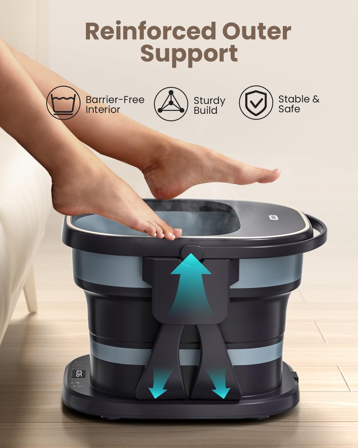 Foldable Foot Spa Bath Heat Massage Balls Remote LED Pedicure