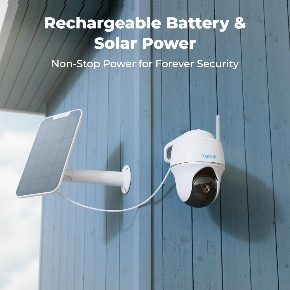 2K Solar Security Camera WiFi Pan Tilt AI Detection
