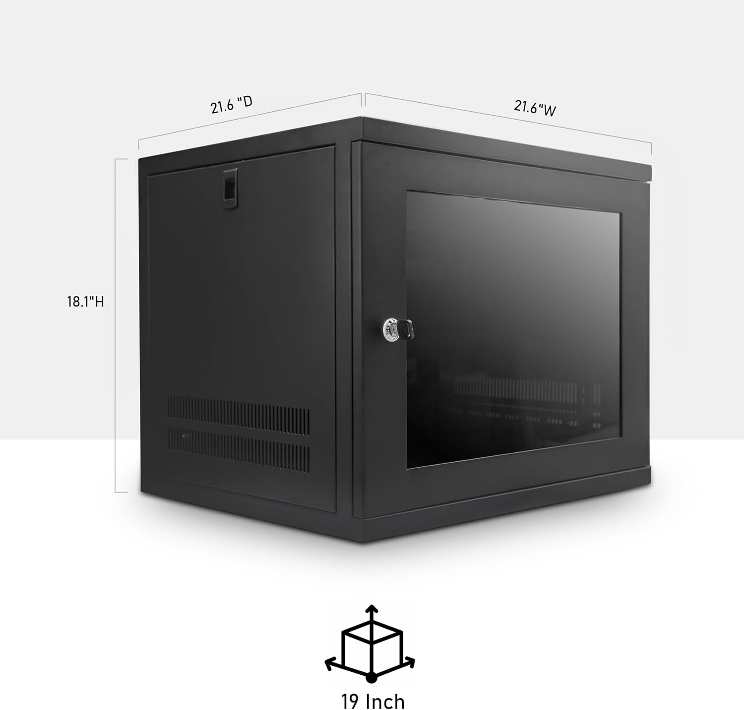 9U Wall Mount Server Rack Cabinet 19in Glass Door Black