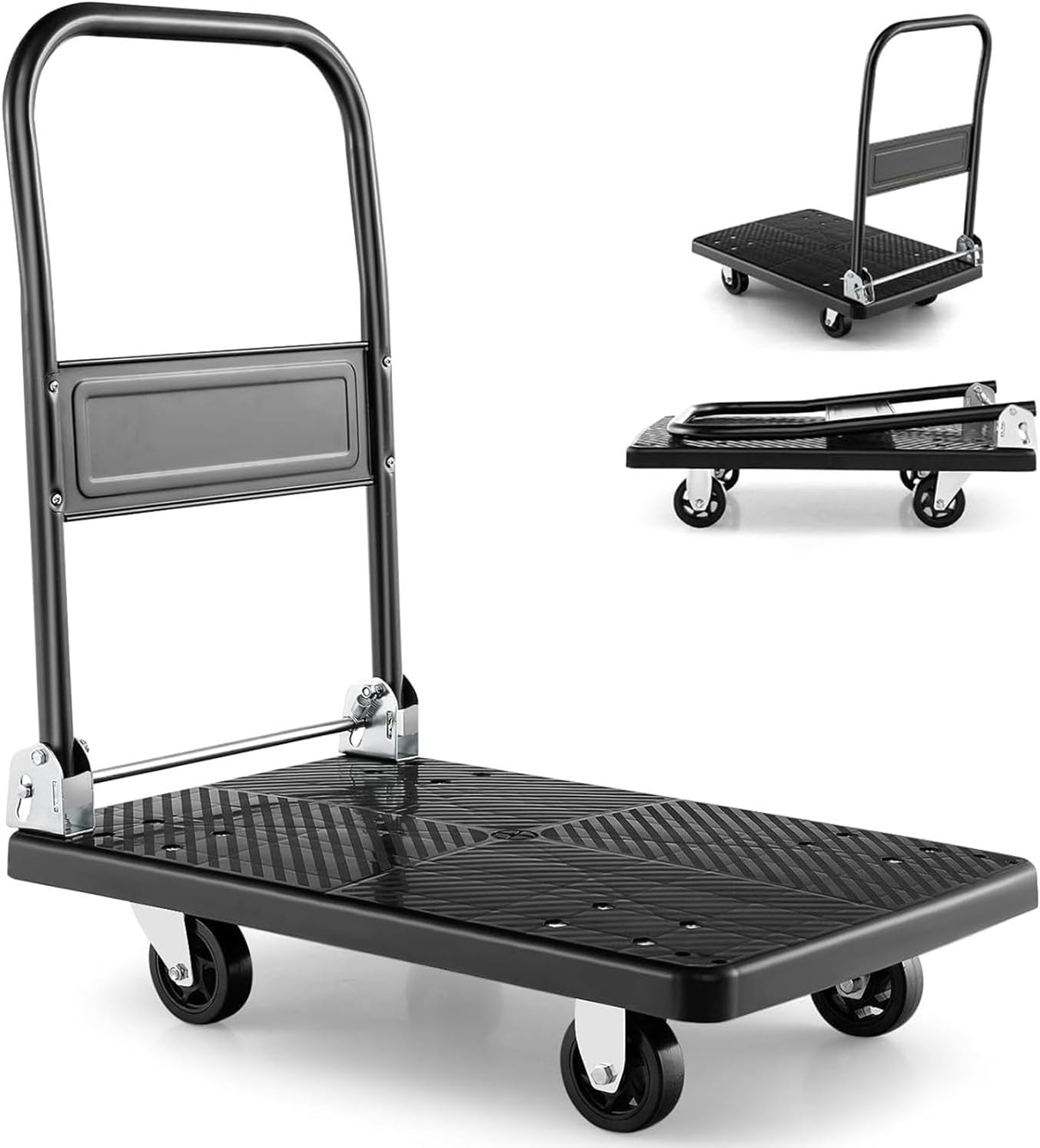 200KG Folding Platform Trolley Flatbed Truck Dolly Brake Wheels