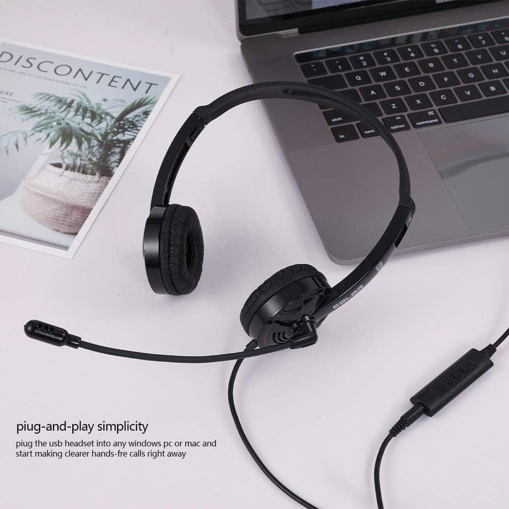 USB Wired Headset With Noise Cancelling Mic Stereo PC