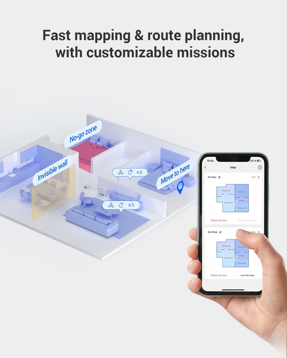 Robot Vacuum Mop Auto Empty Wash Dry 4000Pa Laser Mapping App Alexa