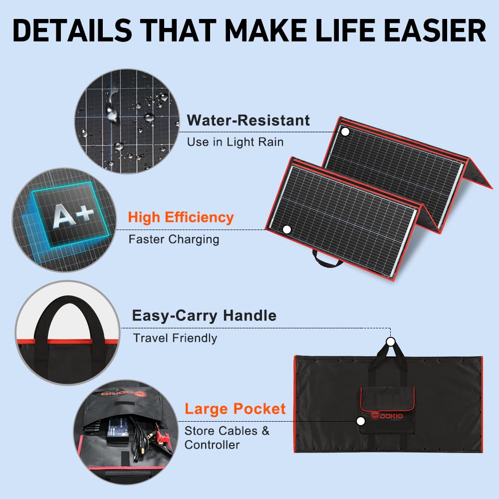 300W Portable Solar Panel Kit Foldable Charger 12V RV Caravan Boat