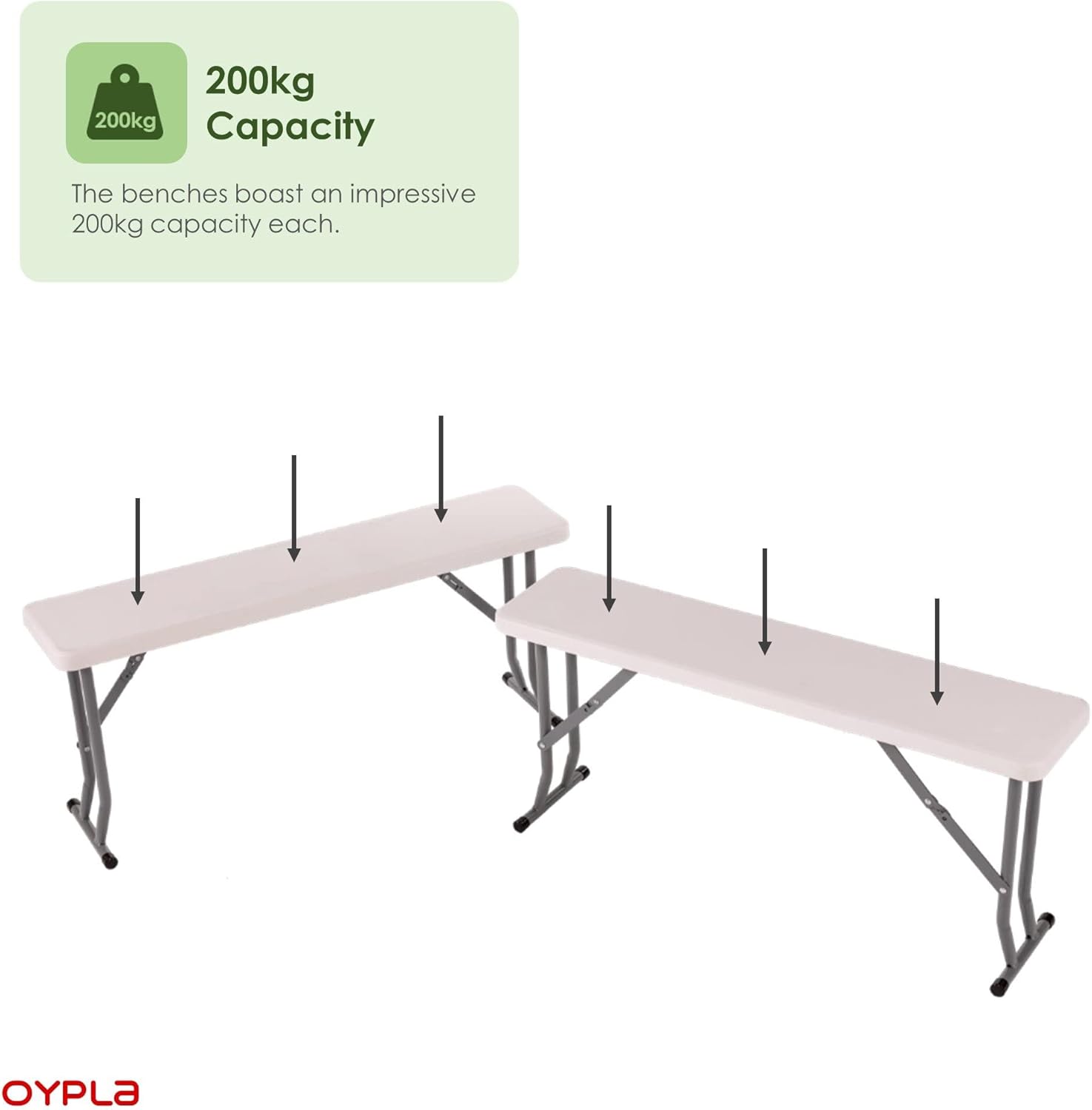 2x Folding Trestle Bench 3ft Heavy Duty Camping Picnic Seats Portable
