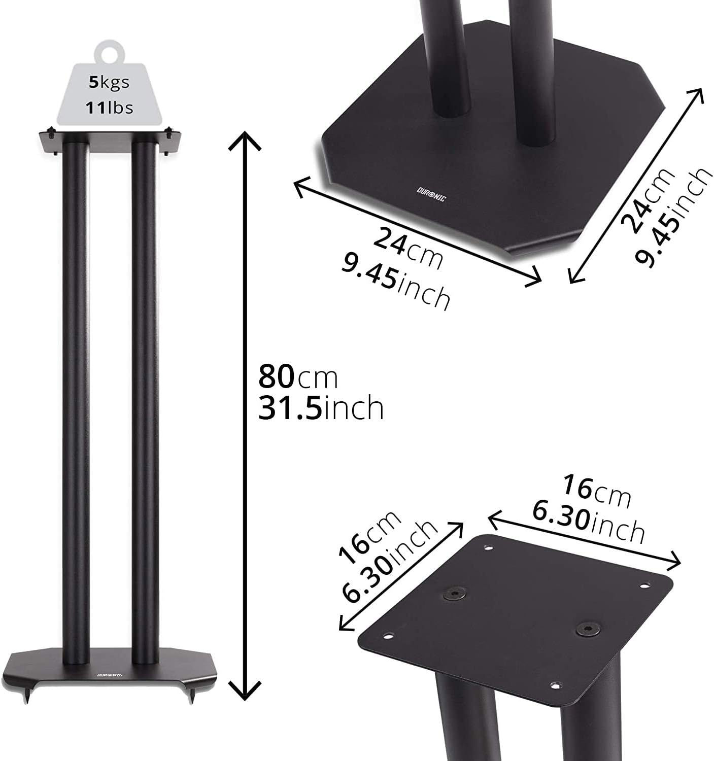 Speaker Stands Pair 80cm Steel HiFi Floor Stands Vibration Isolation