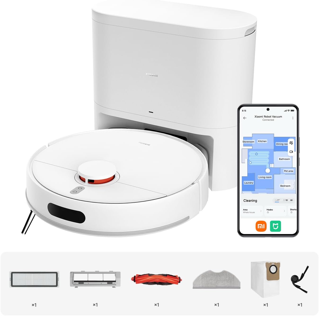 Robot Vacuum Mop 10000Pa Self Empty LiDAR Mapping App Control