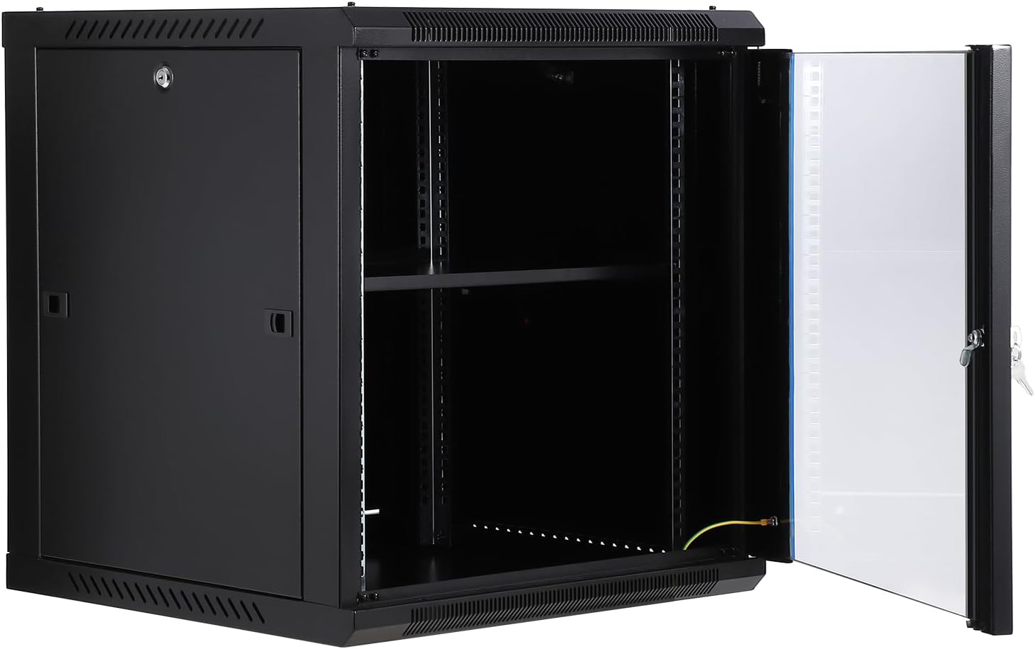 12U Wall Mount Network Cabinet Glass Door 23.6 Inch Deep