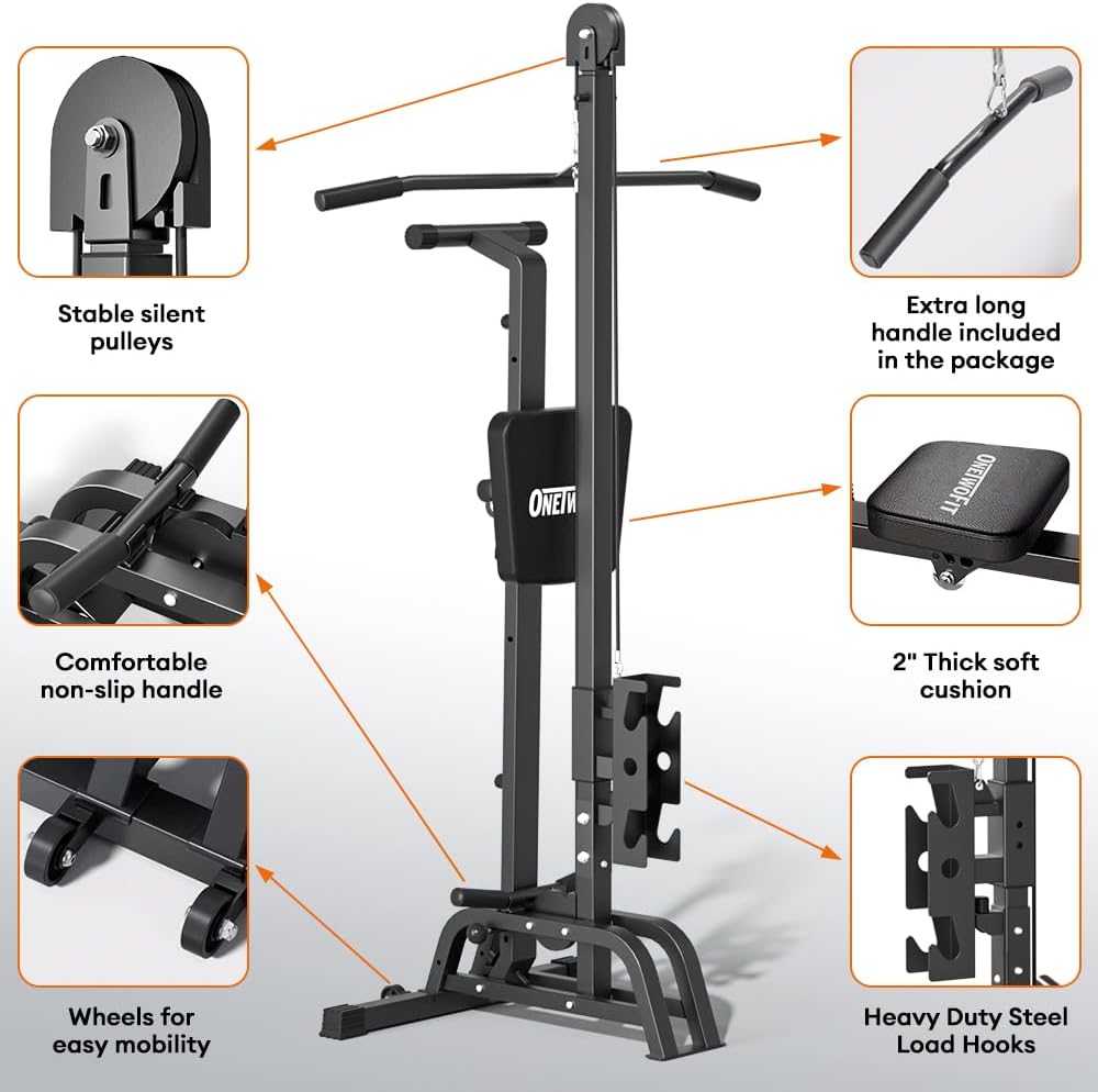 2 In 1 Rowing Machine LAT Pull Down Home Gym Rower