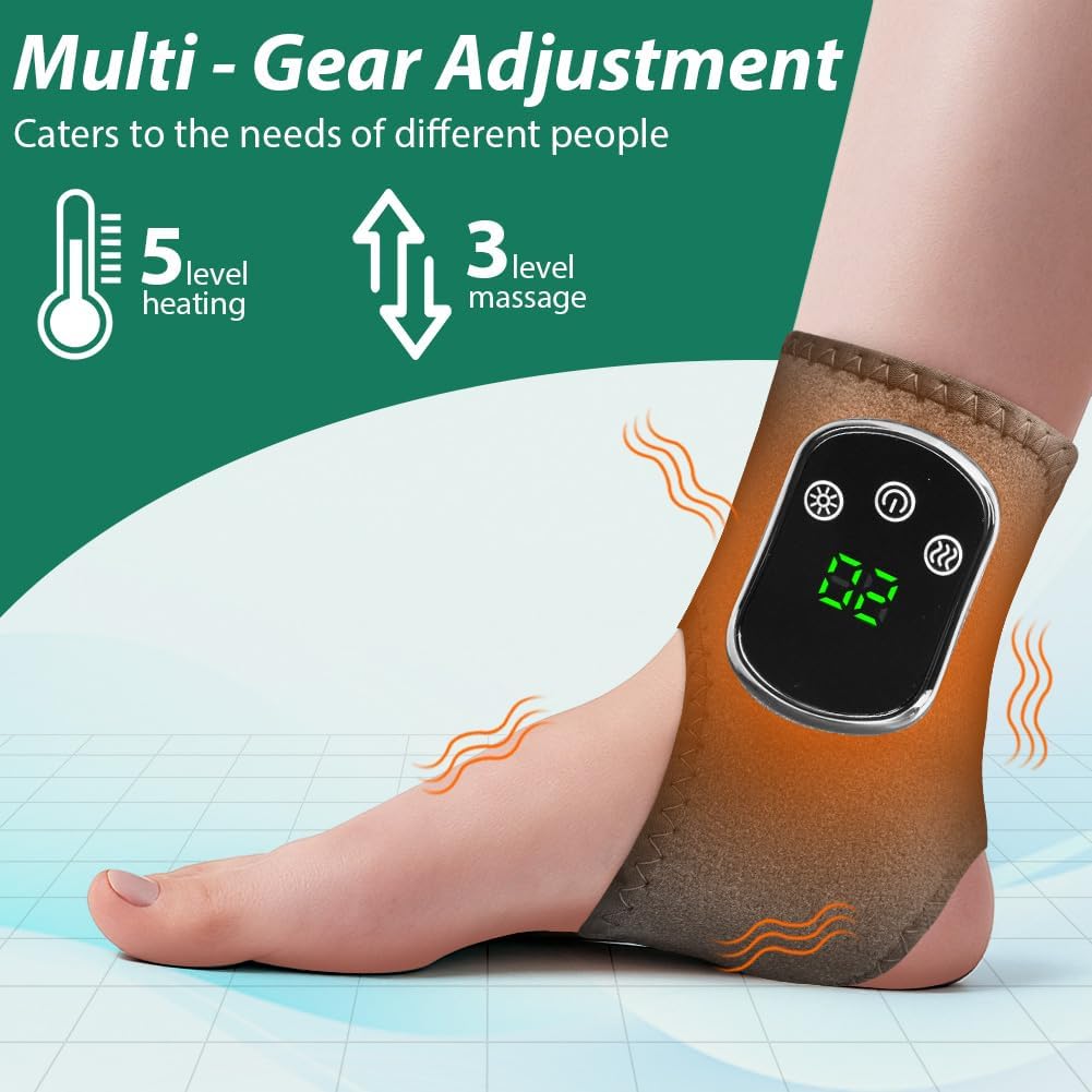 Heated Ankle Foot Massager 2PCS Cordless Wrap Vibration Brace