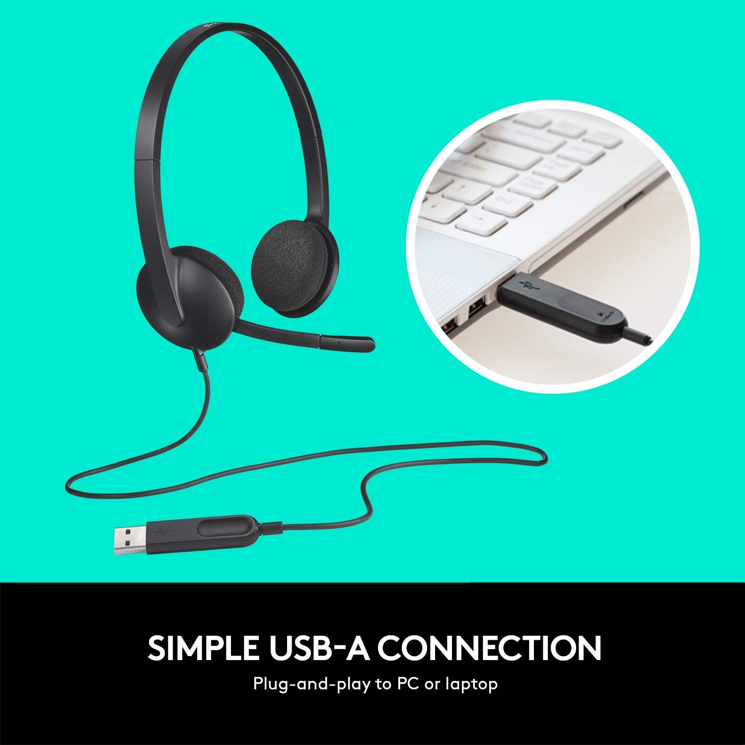 USB Wired Headset Stereo Headphones Noise Cancelling Mic PC Laptop