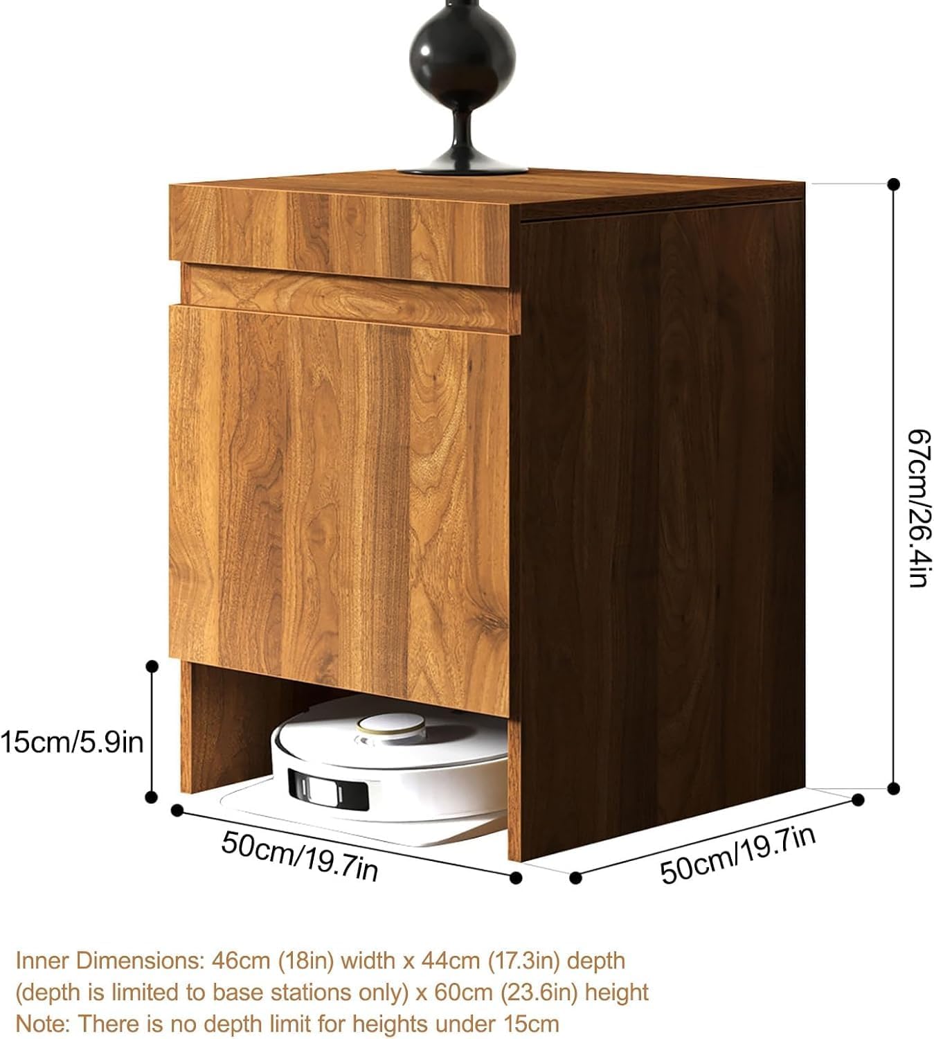 Robot Vacuum Storage Cabinet Side Table Pull Out Shelf Organizer