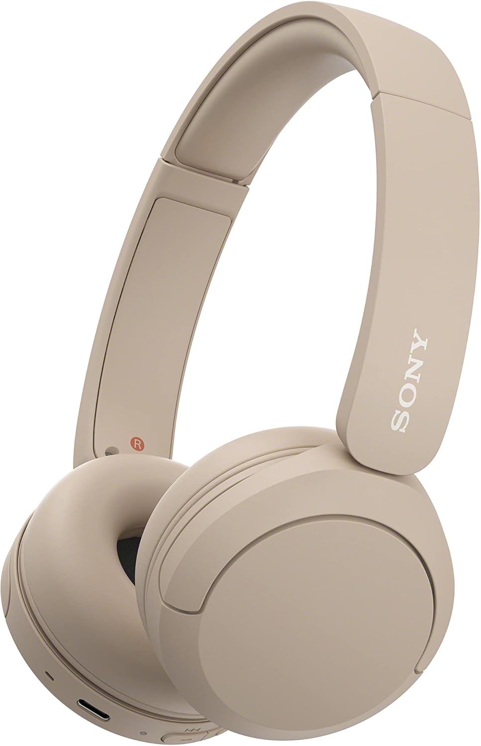 Beige Bluetooth On Ear Headphones 50H Battery Lightweight