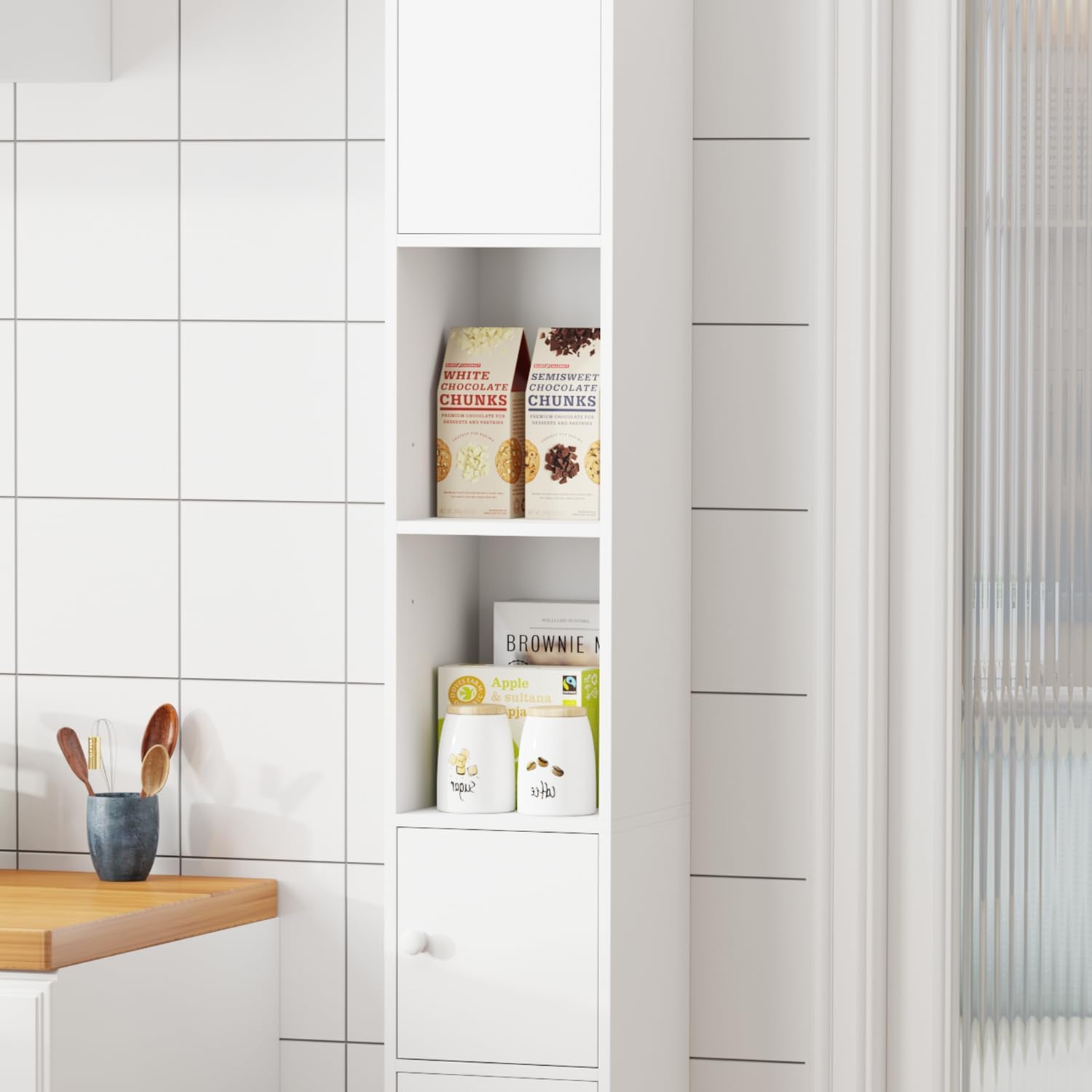 Tall Slim Corner Storage Cabinet 180cm Shelf Door Unit