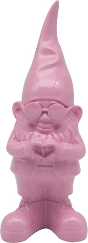 Gnome Figurine Love Hand Pink Statue Home Decor Ornament 20cm