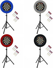 Dartboard Stand Set Sisal Board Surround Adjustable Tripod 6 Darts