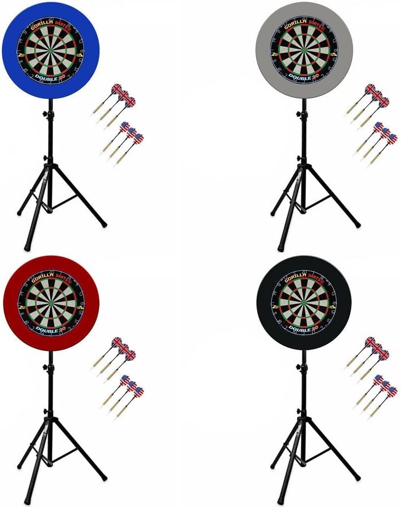 Dartboard Stand Set Sisal Board Surround Adjustable Tripod 6 Darts