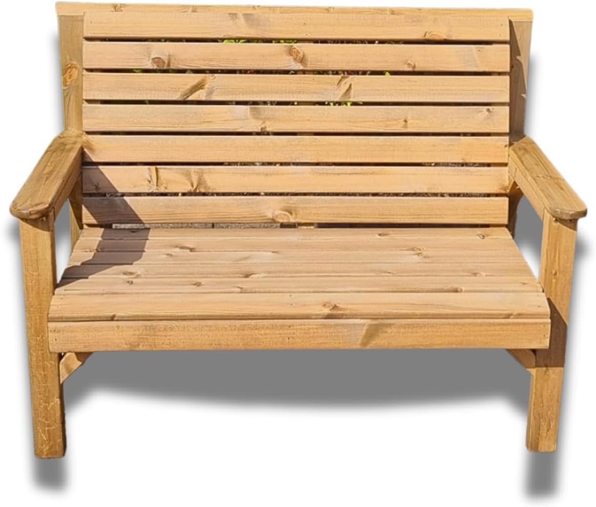 Wooden Garden Bench 2 Seater Redwood Outdoor Patio Bench Fully Assembled