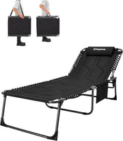 Oversized Padded Sun Lounger Folding Recliner 5 Position 440LBS