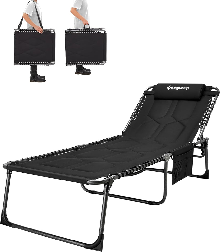 Oversized Padded Sun Lounger Folding Recliner 5 Position 440LBS