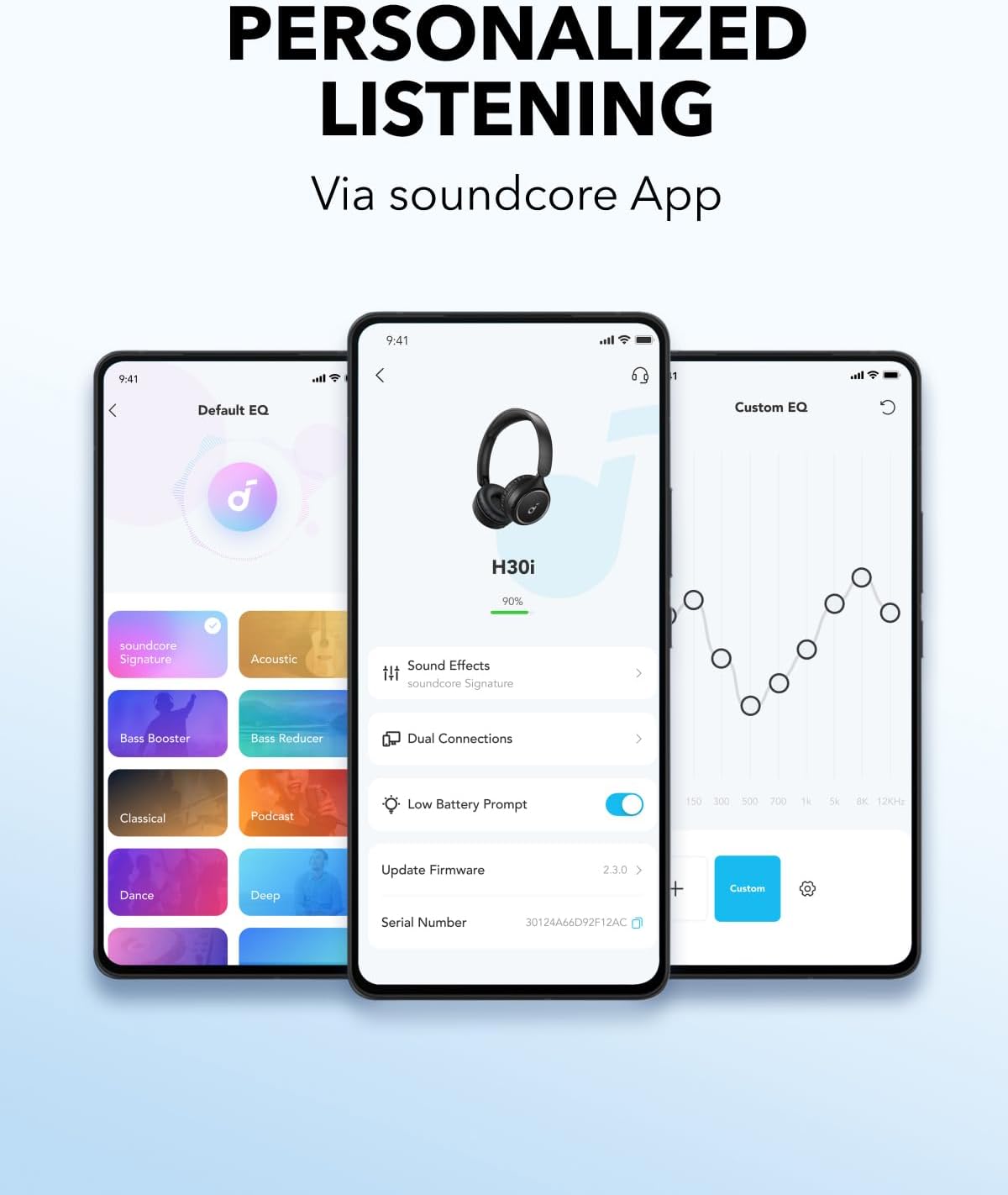Wireless On Ear Bluetooth Headphones Pure Bass 70H Playtime Foldable