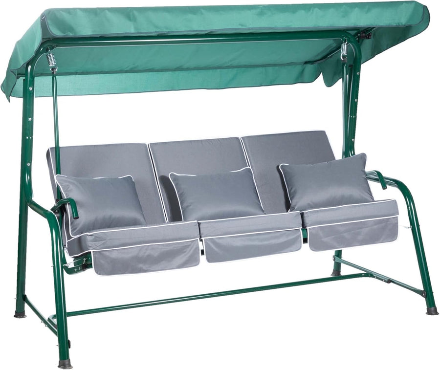 3 Seater Reclining Garden Swing Seat Grey Canopy