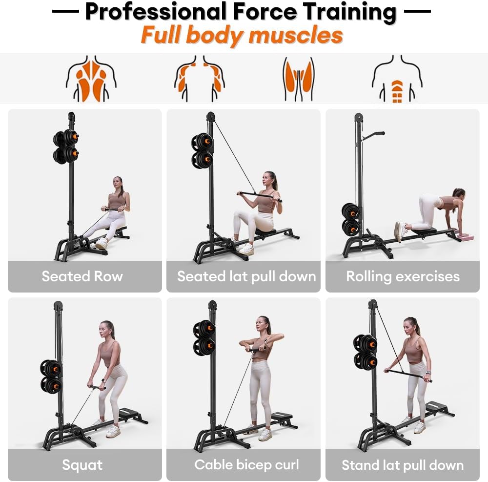 2 In 1 Rowing Machine LAT Pull Down Home Gym Rower